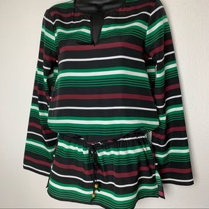Michael Kors split neck, striped top size XS